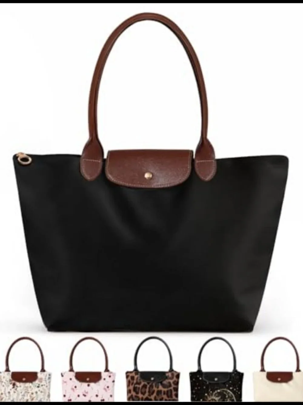 Nylon Tote Bag Foldable Waterproof Zipper Shoulder Bag Fits 16 inch Laptop